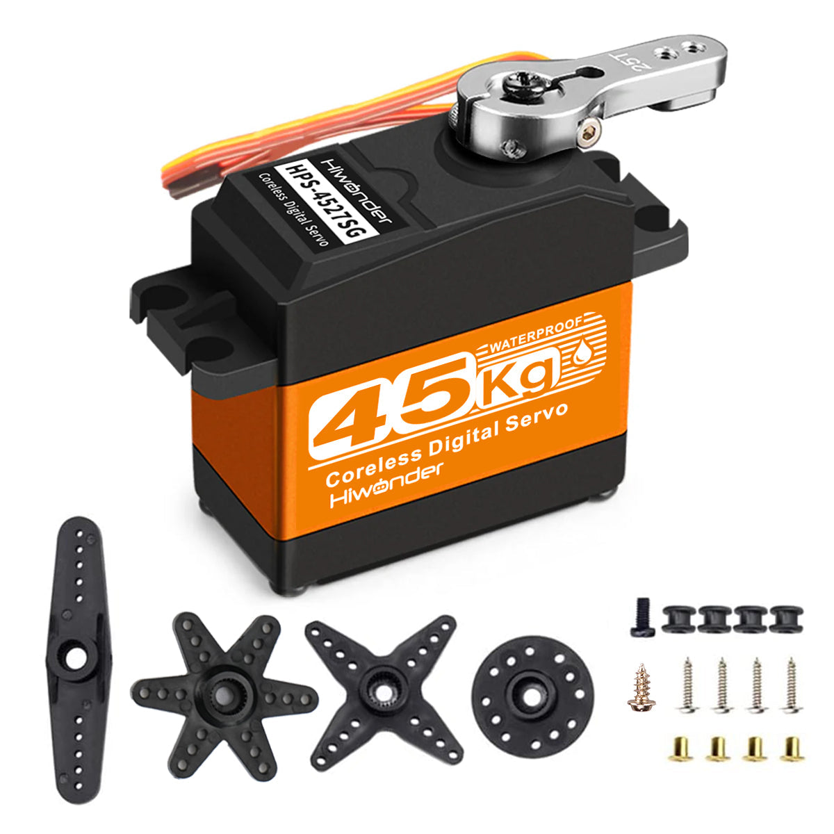 Hiwonder HPS-4527SG High-Speed Coreless Servo 45KG High Torque, Stainless Steel Gear, Waterproof, Suitable for Robot DIY and RC Cars, with 270° Controllable Angle