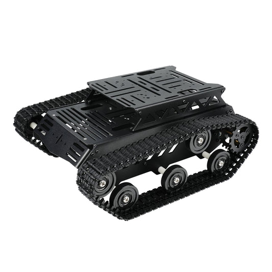 Hiwonder Tank Car Chassis Kit Shock Absorbing Robot with DC Geared Motor for Arduino/ Raspberry Pi/ Jetson Nano DIY Robotic Car Learning Kit (Black)